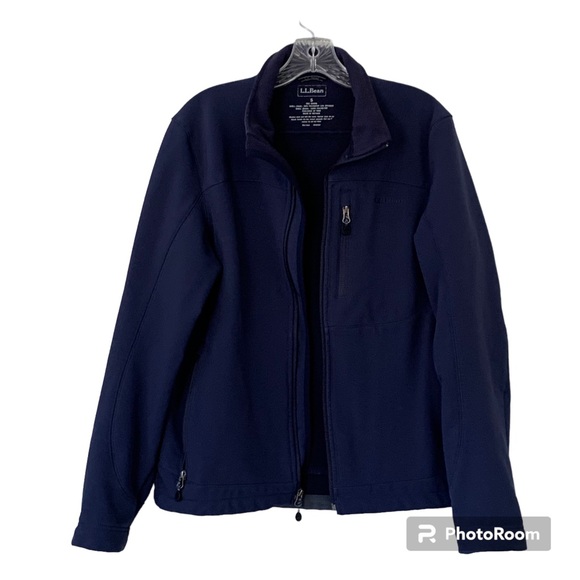 L.L. Bean Other - Mens LL Bean Windproof Softshell Fleece Lined Jacket Blue Sz Small Pockets Zip